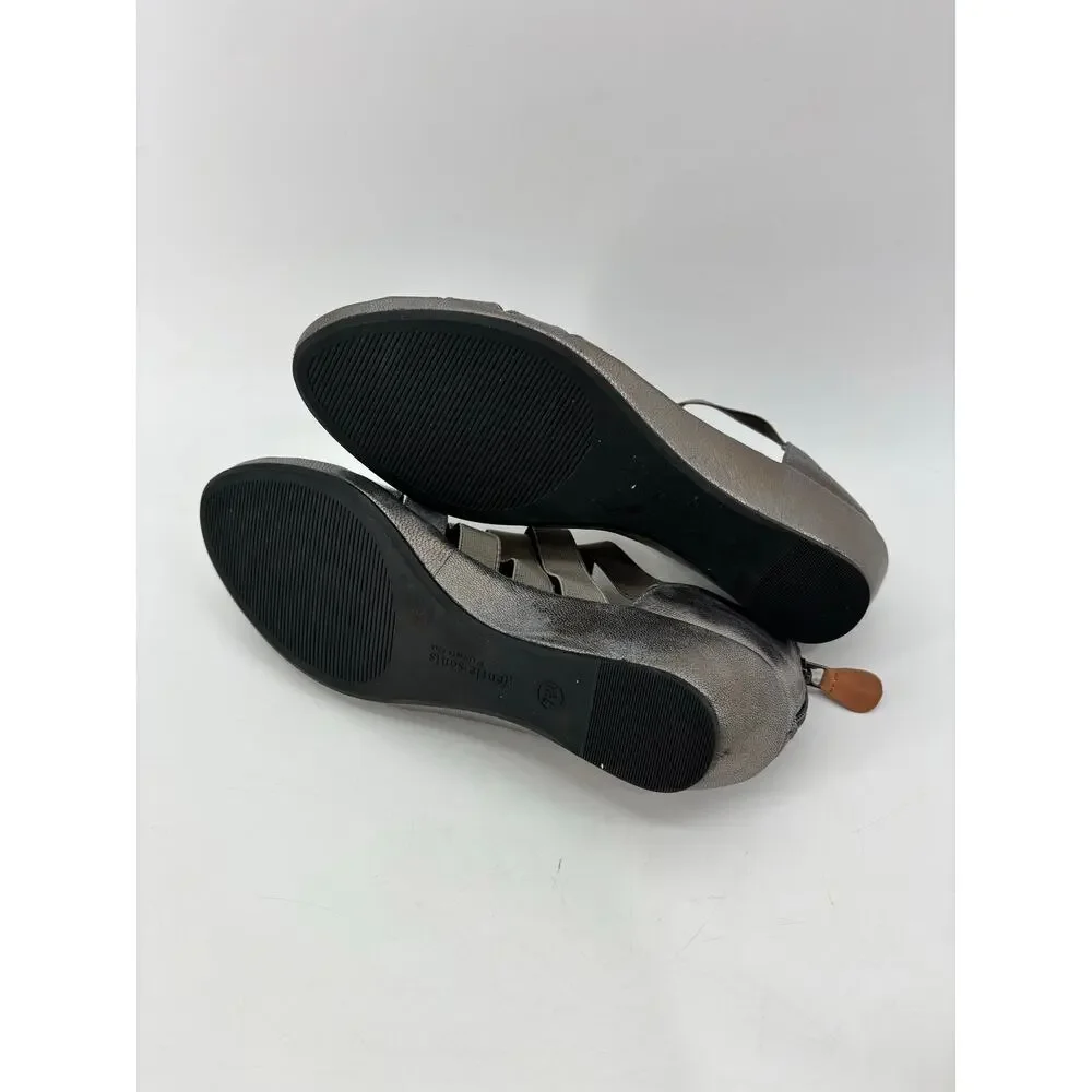 Gentle Souls Womens Size 7.5 Lana Metallic Sandals Wedge Elastic